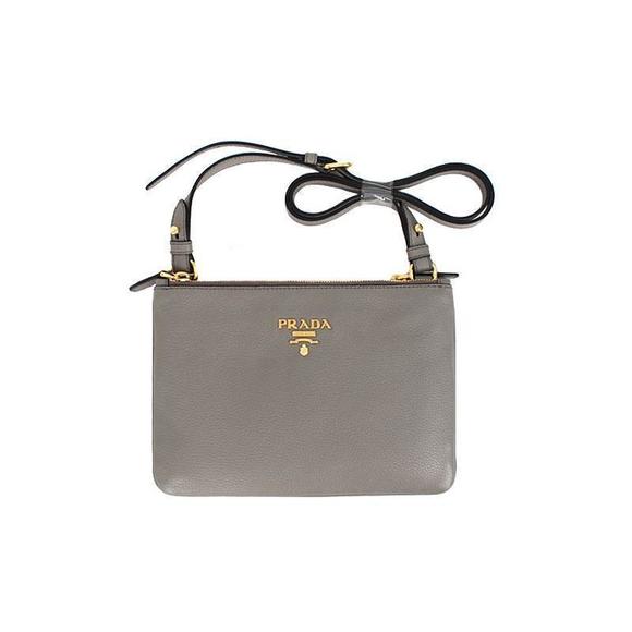 Prada Gray Vitello Phenix Bandoliera Leather Crossbody Handbag - Picture 1 of 10